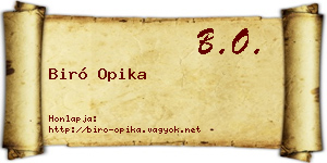 Biró Opika névjegykártya